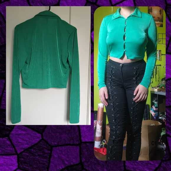 Emerald Collared Top - Picture 2 of 2